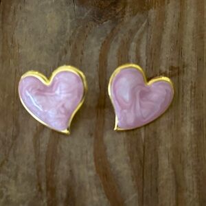 NWT Oceanus Gold and Pink Heart Earrings